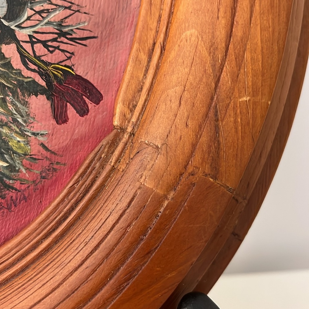 Vintage Oval Wooden Framed Floral Still Life Artist Signed - Picture 3 of 11